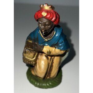 Vtg Italy Nativity Replacement Christmas Wise Men  Figure Painted Chalkware 4"